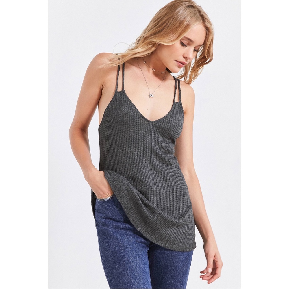 UO Waffle Knit Strappy Back Tank Top